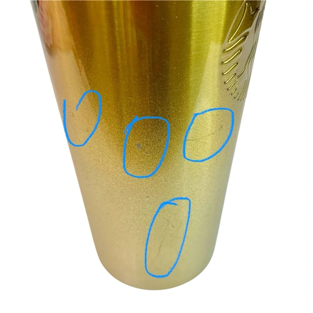 STARBUCKS 2019 Metallic Gold Glitter 24oz Stainless Steel Tumbler